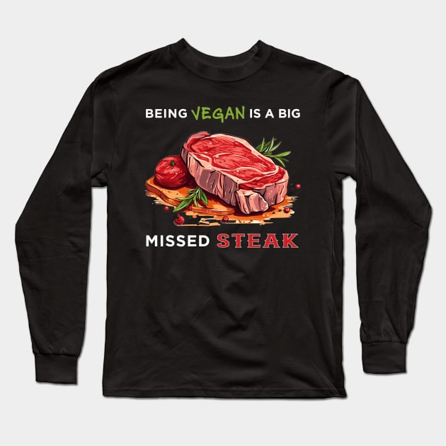 MISSED STEAK Long Sleeve T-Shirt by flightdekker